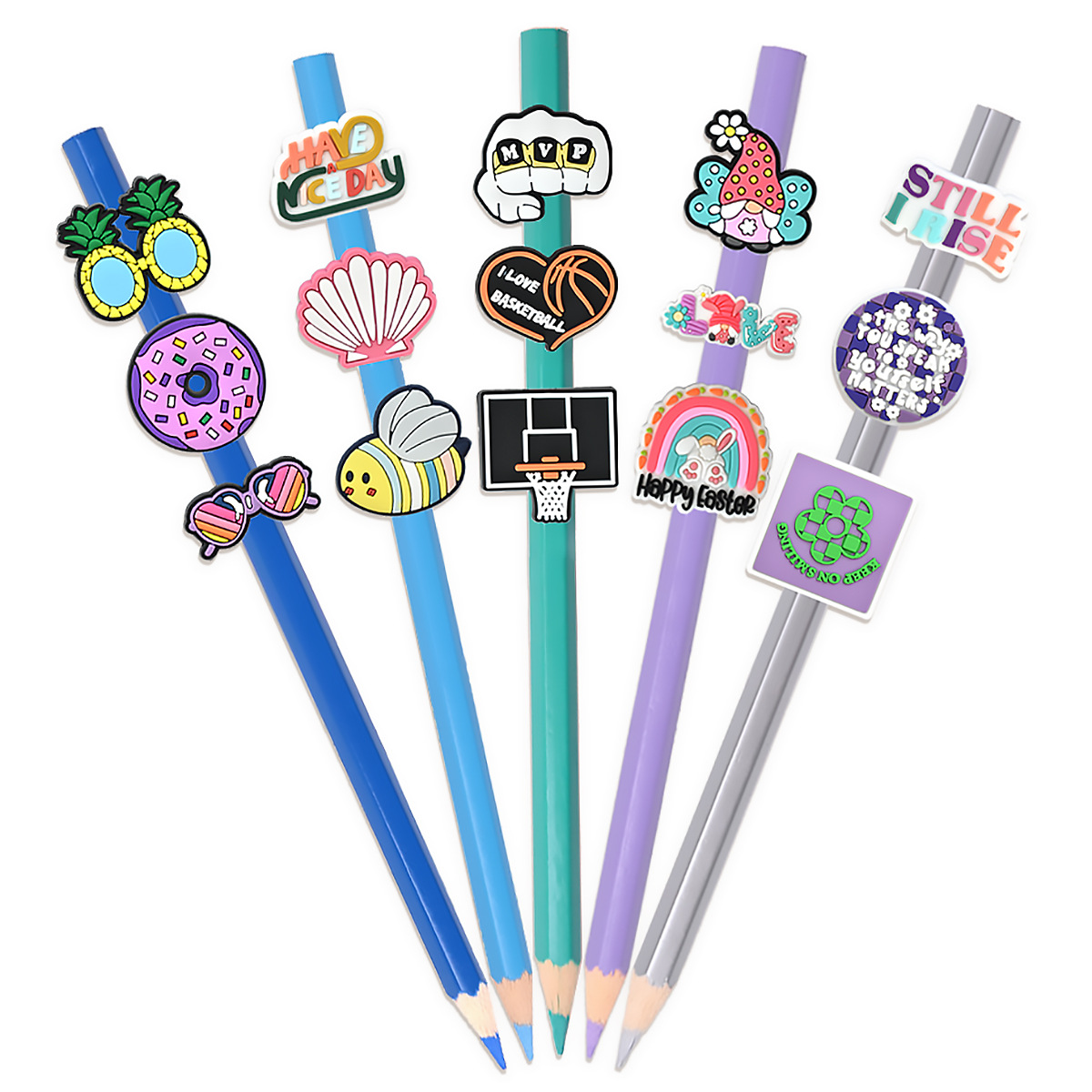 Random series pen holder accessories cute cartoon PVC soft rubber pencil color lead pen holder decorative accessories in stock wholesale