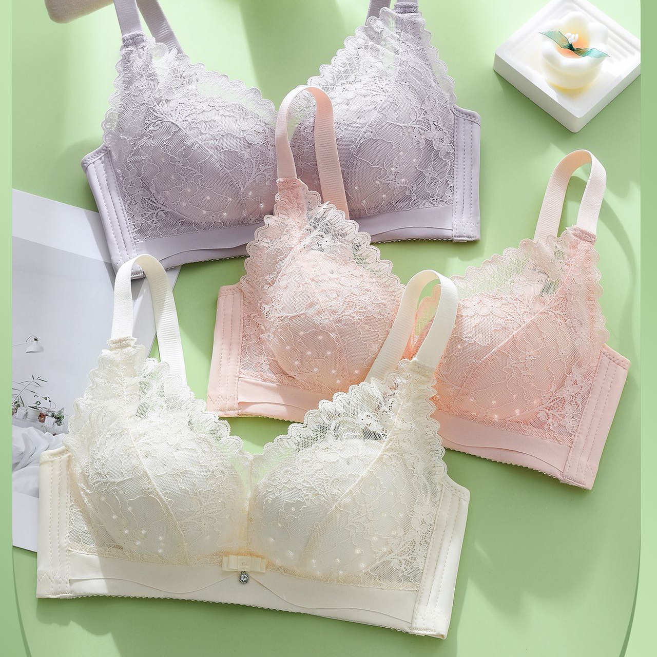 Big chest BC bra thin hole Cup push up upper support anti-sagging non-steel ring breast adjustable underwear for women