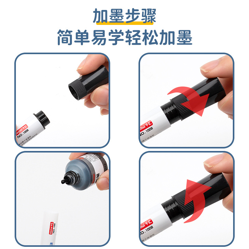 Whiteboard Pen Can Be Refilled with Ink and Erasable Pen Black Marker Pen Colorful Thick Head Marker Pen Water-Based Large Capacity Whiteboard Pen