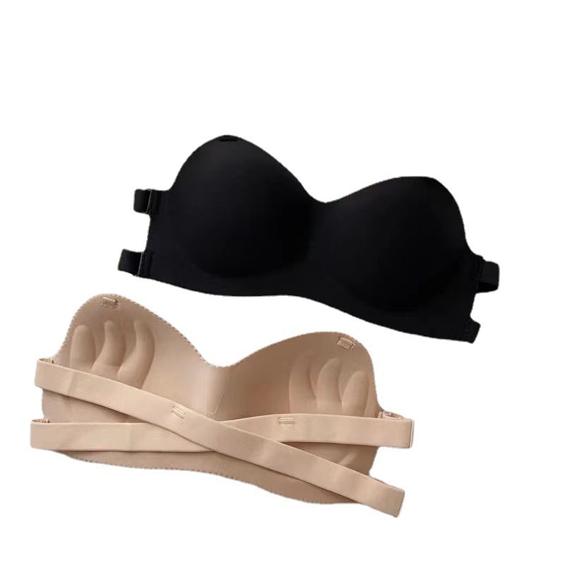 Wrapped chest tube top strapless underwear women's wedding dress push up upper support small chest non-slip invisible bra