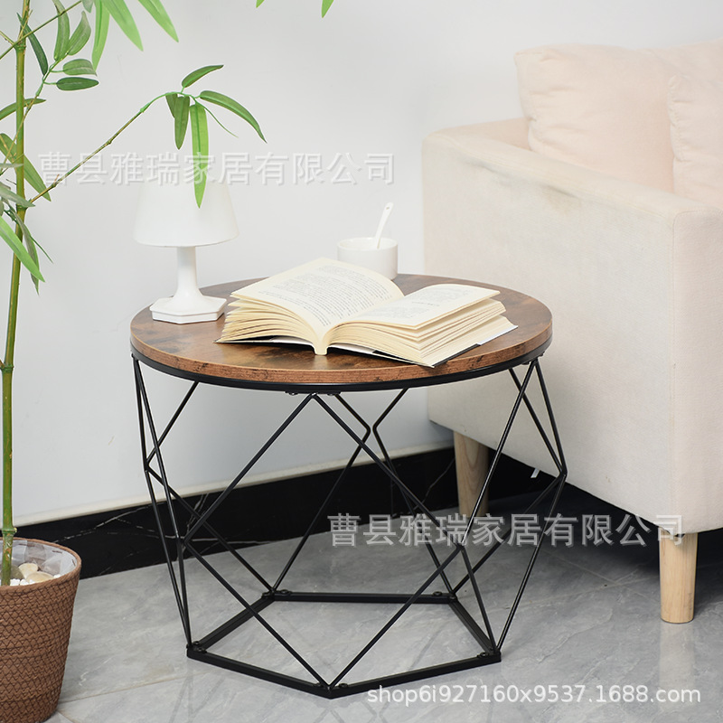 Nordic Retro Round Coffee Table Wrought Iron Internet Celebrity Sofa Side Table Balcony Coffee Table Modern Small Apartment Bedroom Table