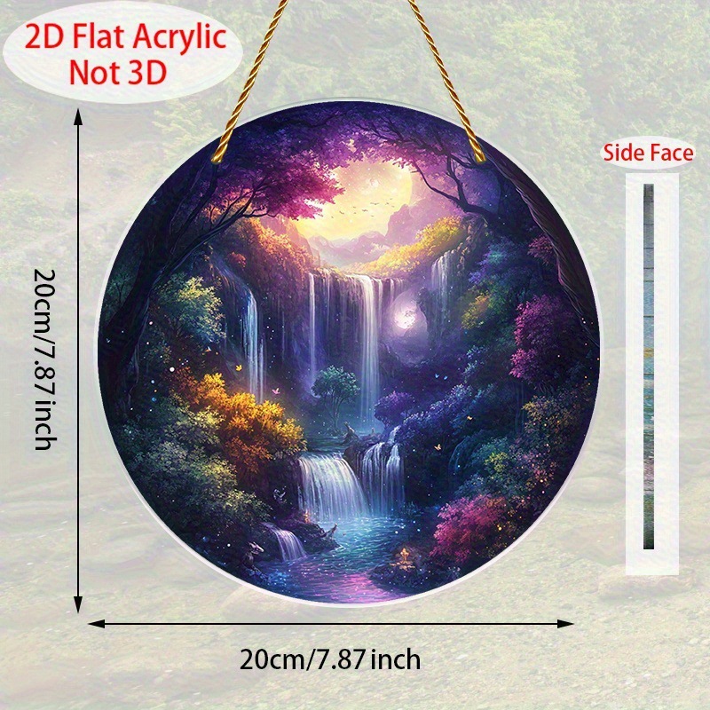 2D Plane, 1 Piece of Magic Moonlight Forest Dreamcatcher Hanging Decoration - 2D Plane Acrylic Art, Vivid Waterfall