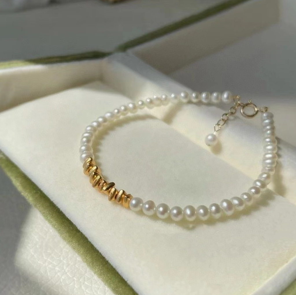 Gold Broken Gold Bracelet Triangle Spacer Beads Pure Gold 999 Bracelet Triangle Spacer Broken Gold Bracelet Accessories Wholesale