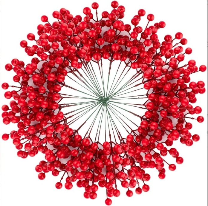 Simulation Red Fruit Fork Acacia Bean Fortune Fruit Simulation Holly Fruit Fortune Fruit Home Decoration Christmas Red Fruit