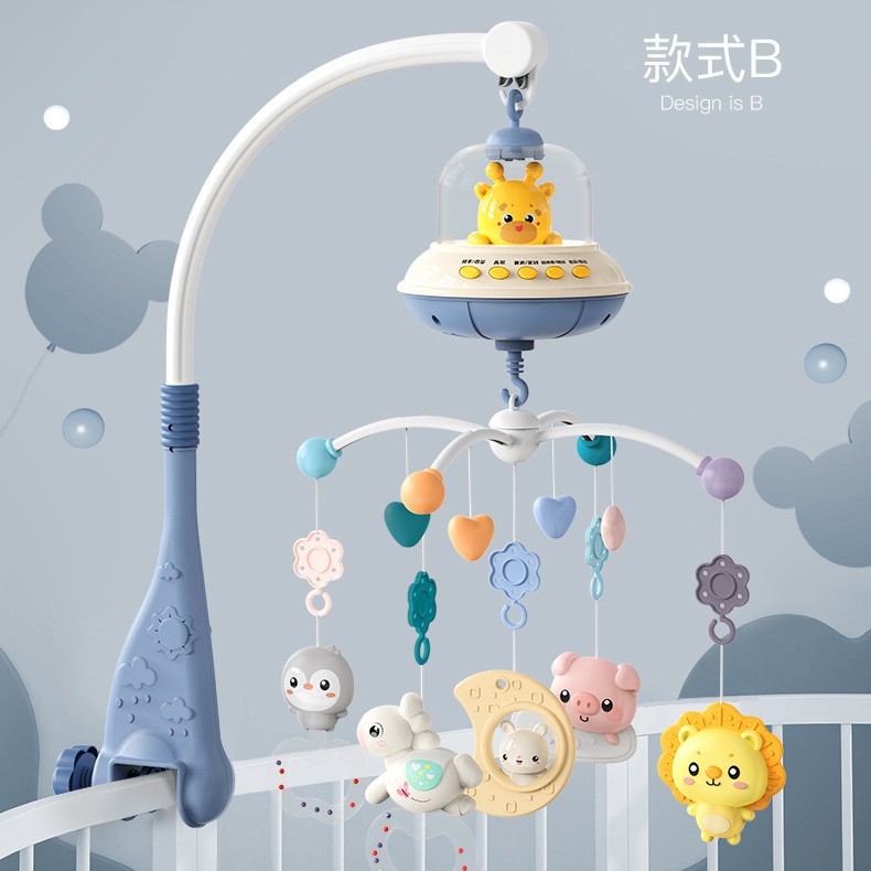 Youbain newborn remote control flying saucer rattle bed Bell 0-1 year old baby toy 3-6-12 months Music rotation