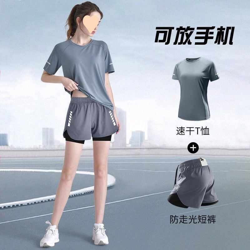 Спортивный костюм для женщин, летний марафон, йога, быстросохнущая, большой размер