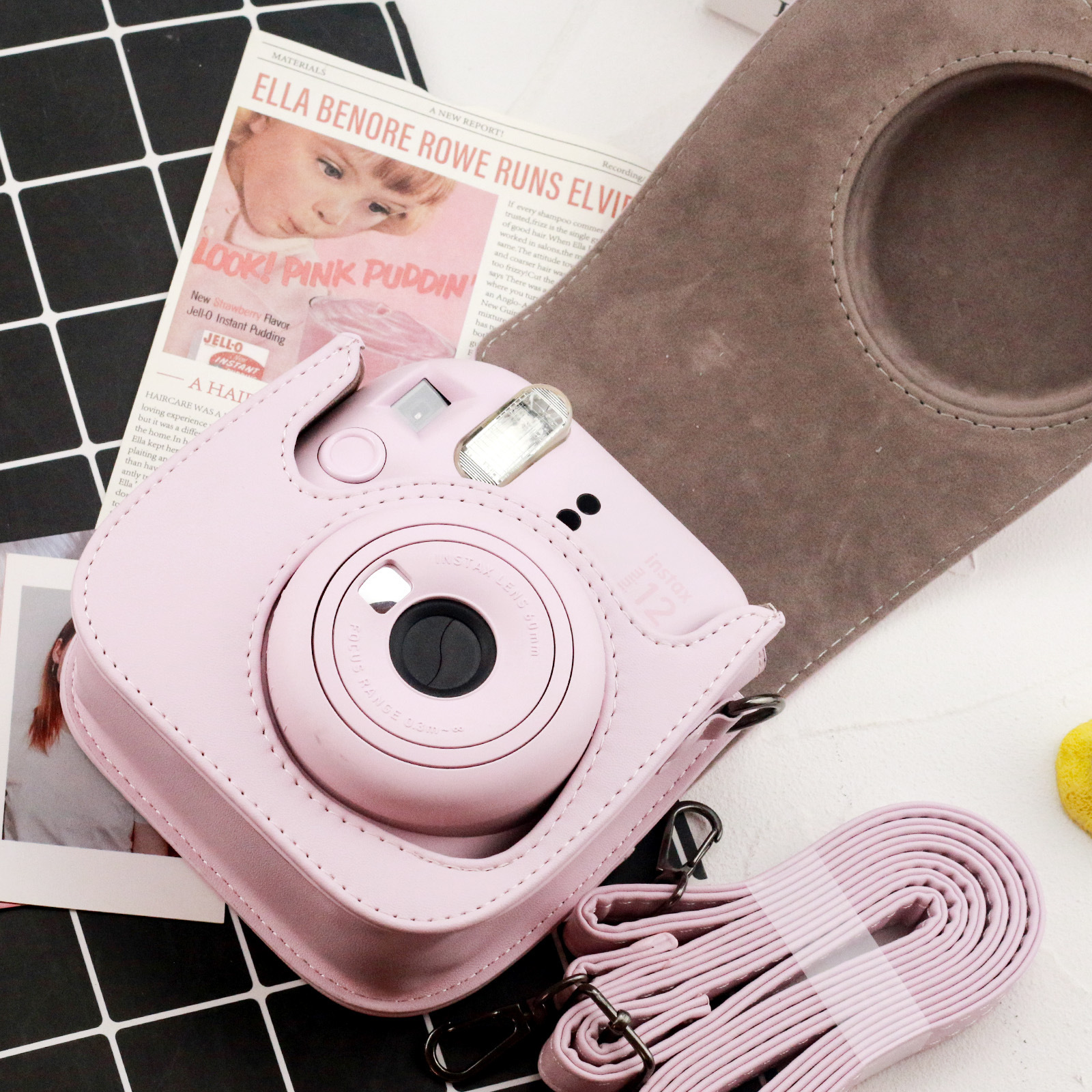 Suitable for Fuji Polaroid Mini12 Camera Bag Mini11 Protective Cover Pu Photography Bag Cosmetics Bag