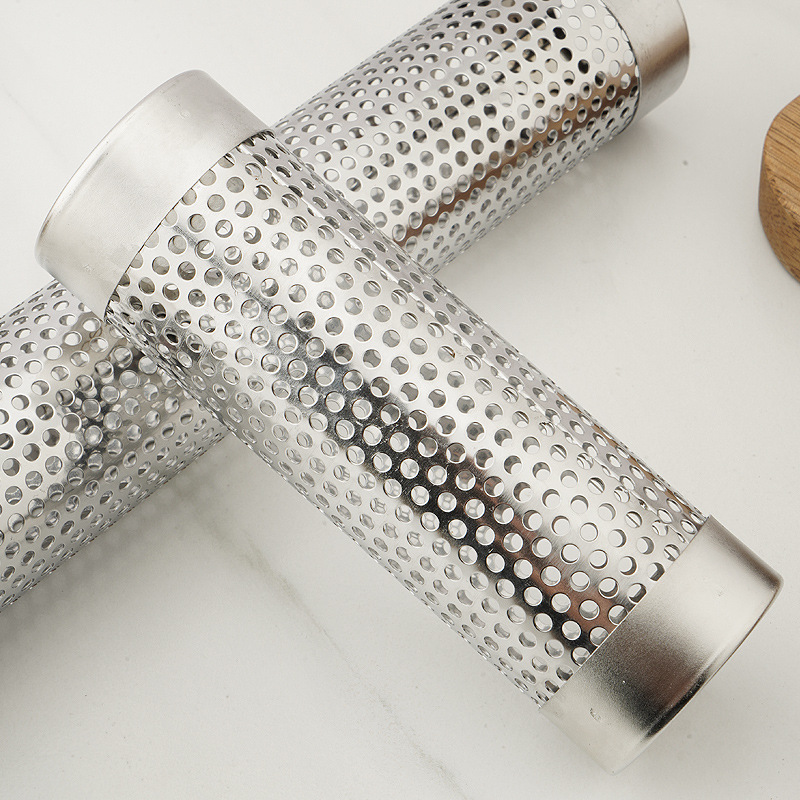 Stainless steel smoked tube fruit wooden box barbecue box outdoor cold cigarette box barbecue tools outdoor barbecue tools