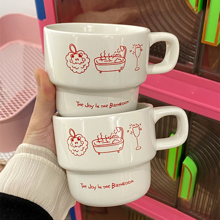 Cartoon Puppy Mug Three-color Stacking Cup Simple Ceramic Water Cup ins Style Coffee Cup