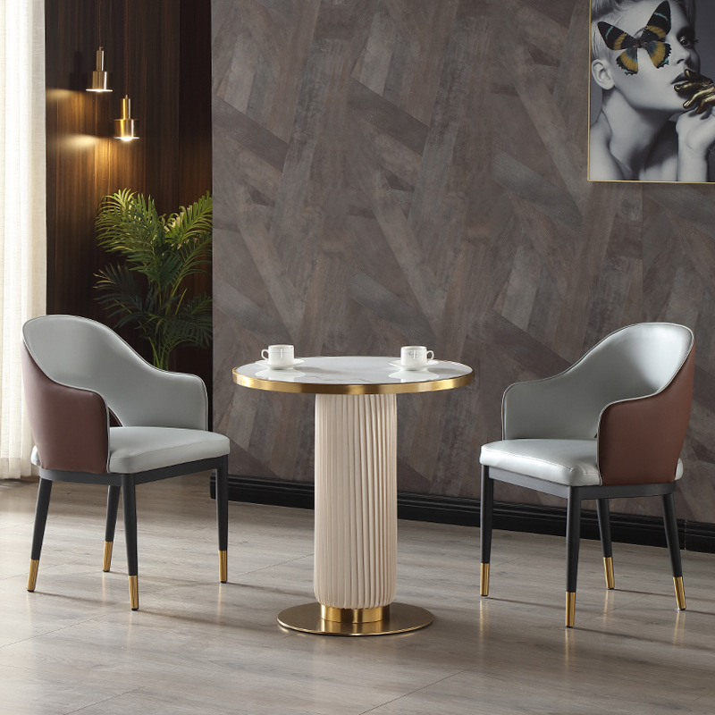 Сланцевый стол, легкий роскошный стол для переговоров, современный маленький круглый стол, стол для приема в отделе продаж, мраморный стол для балкона
