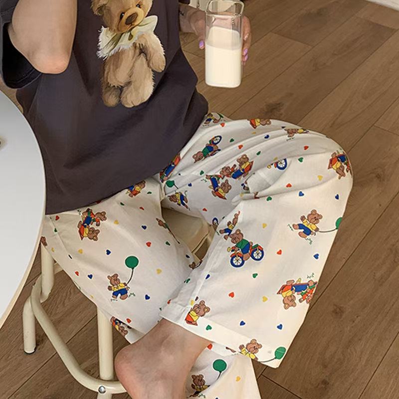 Cloud Cotton Cartoon Buzz Lightyear Short-Sleeve Pajama Pants for Spring and Autumn, Loose-Fitting Summer Air Conditioning Casual Pants Suitable for Outdoor Wear