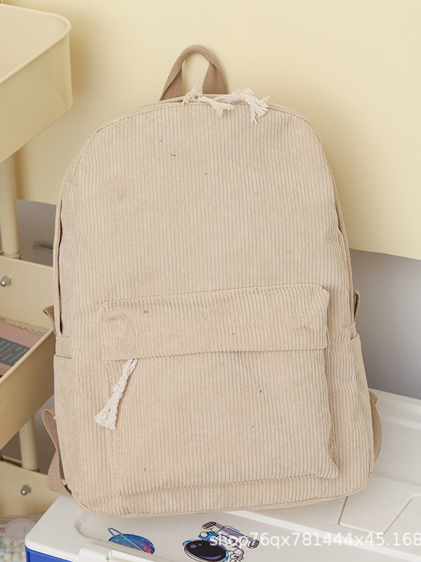 School Bag Female Korean Version Harajuku High School Student Personalized Corduroy College Style Backpack Female Backpack Corduroy Backpack