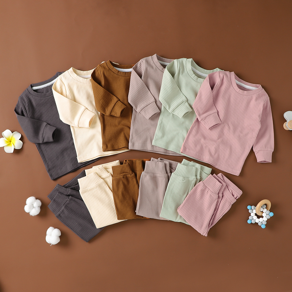 Импортная детская трикотажная одежда, базовая одежда для младенцев, осенняя одежда и брюки, домашний комплект для детей