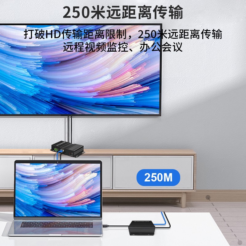 HDMI extender network cable transmits 4K audio and video 250 meters through switch one-to-many-to-many network transmission