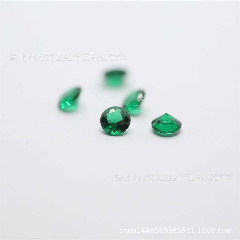 Artificial Pointed Bottom Round 3.0-8.0 Green Nano Loose Stone High Temperature Resistant Emerald Nano Waxable Emerald