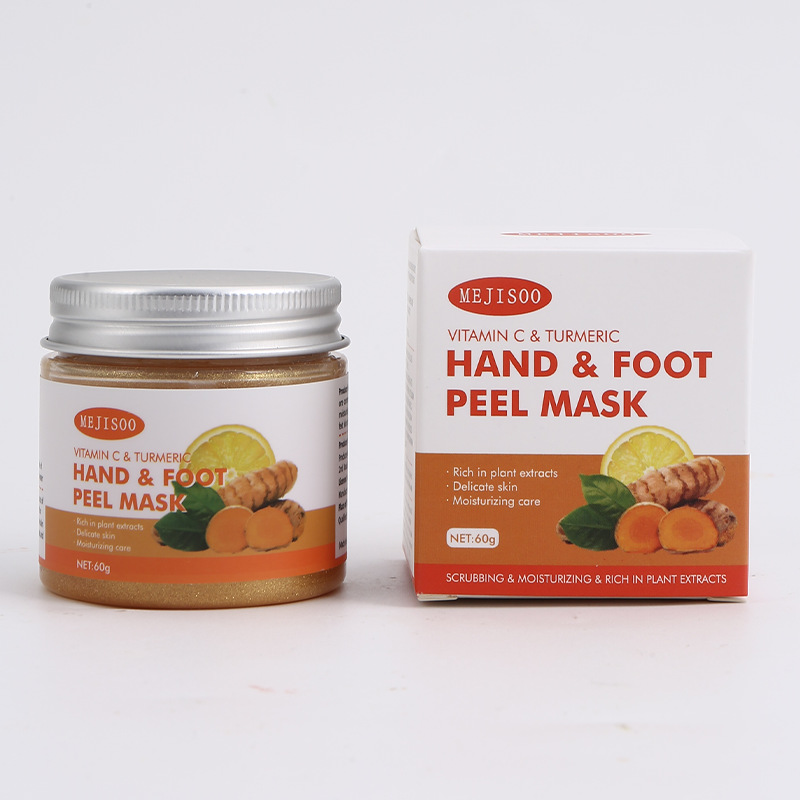 Cross-Border Turmeric Vitamin C Peel-Off Hand and Foot Mask Exfoliating Deep Cleansing Exfoliating Scrub Gel Foot Mask Full English
