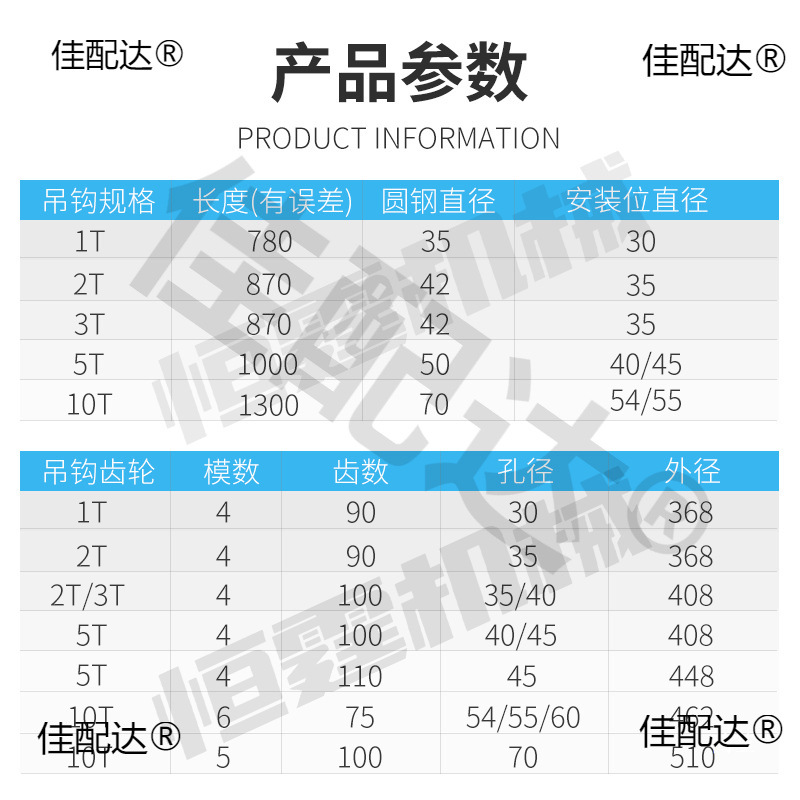 Hook-Type Shot Blasting Machine Accessories 1 Ton 2 Tons 3 Tons 5 Tons Forged Round Steel Wear-Resistant Hook Hoisting Assembly Self-Rotating Gear