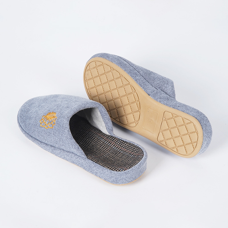 Custom Indoor Slippers Lotus Casual Taoist Slippers Autumn Winter Men Women Warm Cotton Slippers Thick Bottom Home Non-Slip