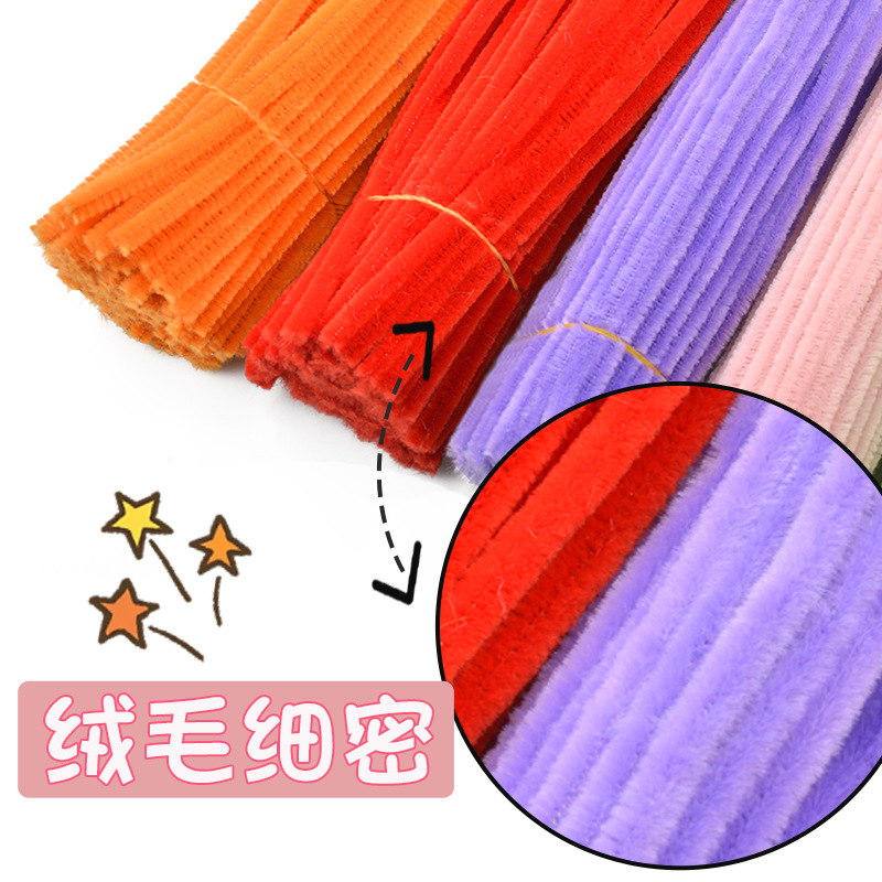 Macaron color twist rod diy material bag wholesale simulation plush wool folding rod twist rod material flower
