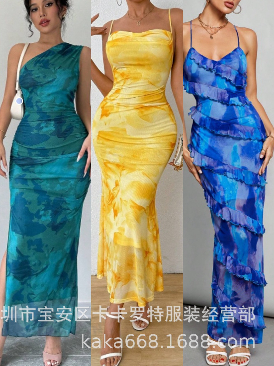 2025 Cross-Border Foreign Trade Women's Tops Dress Amazon Summer New Women's Gown Factory Clearance Stock