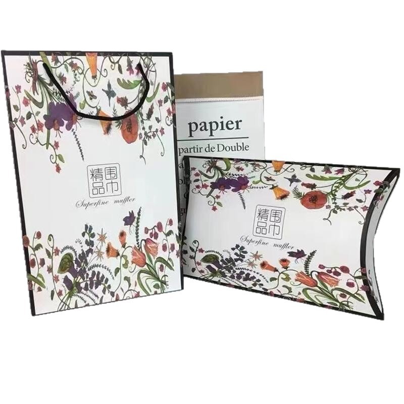 High-End Ready-Made Scarf Gift Box Orange Scarf Silk Scarf Exquisite Gift Box Annual Party Souvenir Wholesale Manufacturer Ready-Made