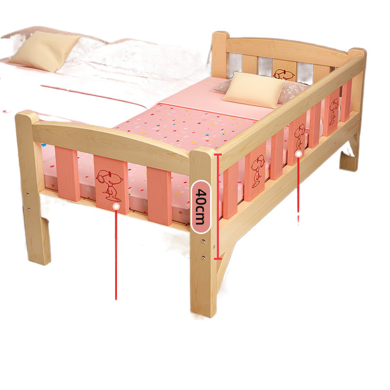 Solid Wood Children's Bed with Guardrail Anti-fall Bed for Boys and Girls Infants Single Bed Princess Bed Spliced Big Bed
