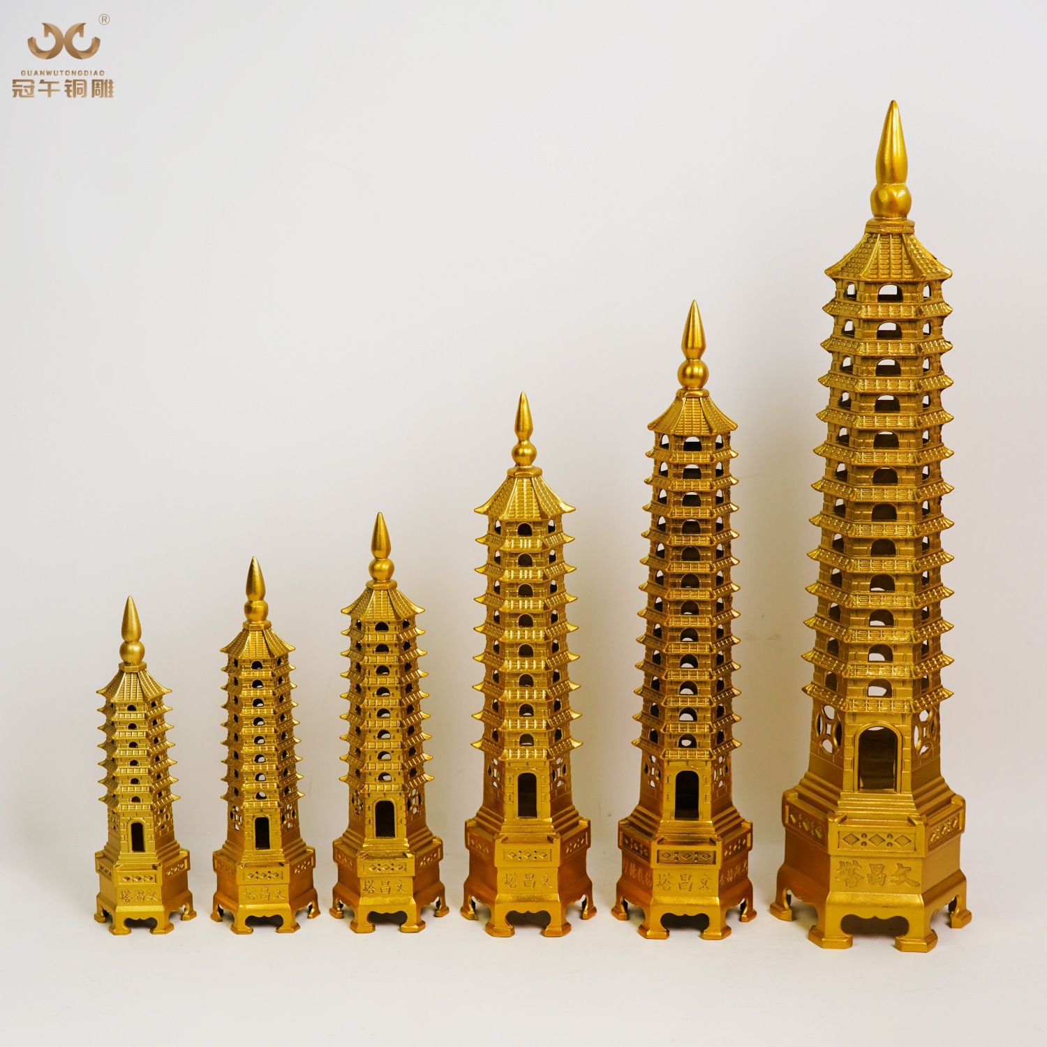 Manufacturer's Ready-Made Copper Wenchang Tower Nine-Story and Thirteen-Story Copper Tower Home Furnishings and Crafts Copper Wenchang Tower Wholesale