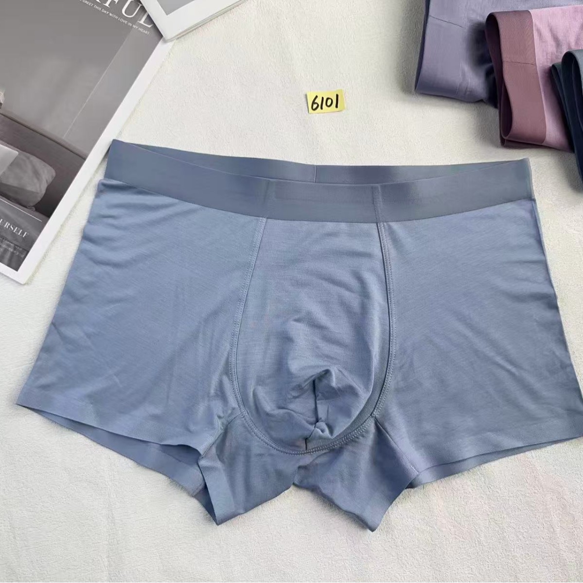 6101 # Free Shipping for 60 Pieces of Modal Nude Solid Color Men's Boxer Briefs