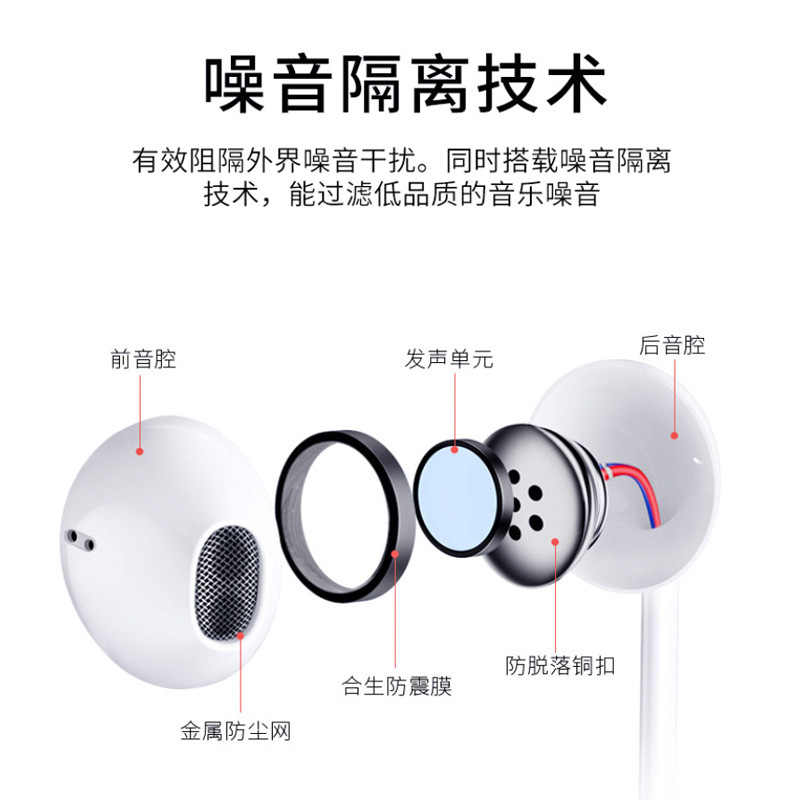 Wired Headphones Suitable for Apple Bluetooth Pop-Up Plug Universal In-Ear High-Quality Sound with Inline Control