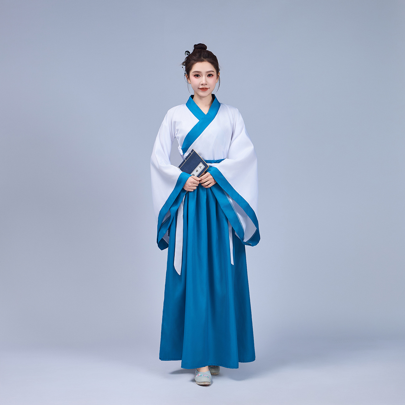 Traditional Chinese Costume Hanfu for Women, Full Set, Chinese Style Stage Performance Attire, Adult Ceremony Costume, Men's Wide-Sleeved Cross-Collar Traditional Costume, Women's Hanfu