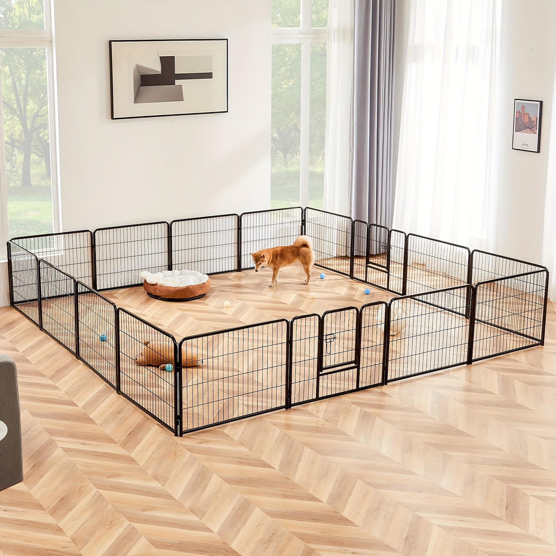 New Cross-Border Pet Fence with Lockable Doors, Suitable for Large, Medium and Small Dogs