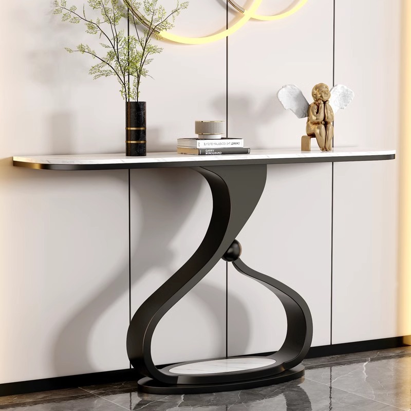 Italian Light Luxury Rectangular Rock Board Entrance Table Simple Art Corridor Wall Shelf End View Table Entrance