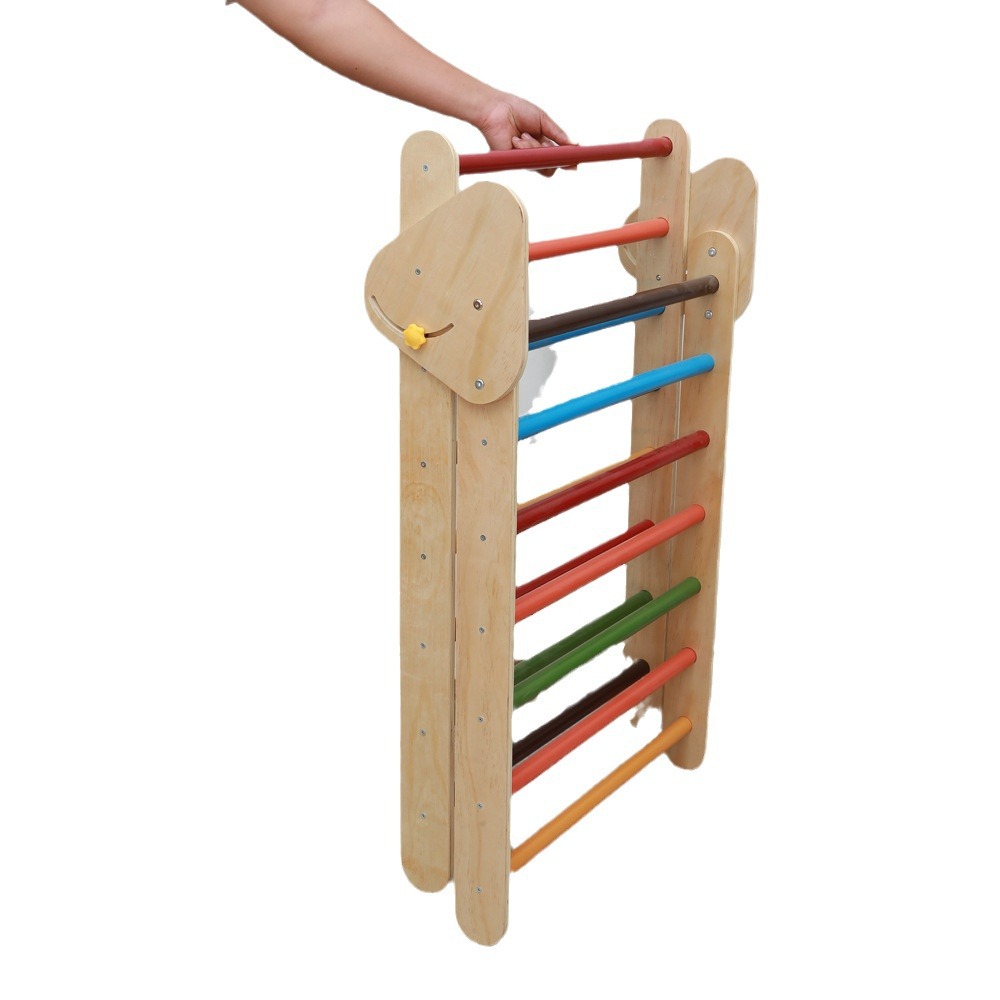 Children's Indoor Playground Climbing Toy Montessori Foldable Wooden Slide Arch Rocker Climbing Frame