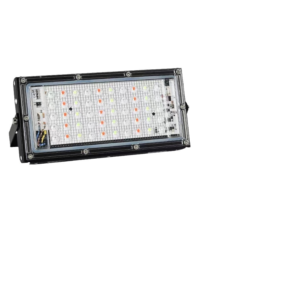 Cross-Border Indoor 110V Outdoor Floodlight with Remote Control Plug 50W Led Rgb Floodlight 220V Colorful Dimming