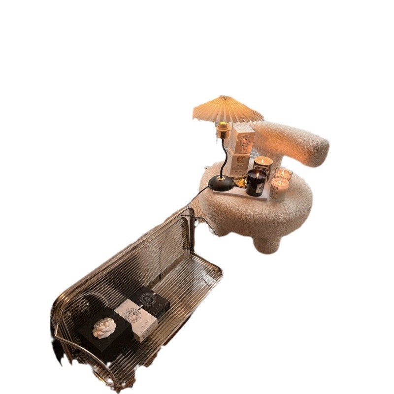 Middle Ages Cart Foldable Mobile Glass Cart Wine Dining Car Internet Celebrity Ins Transparent Glass Storage Side