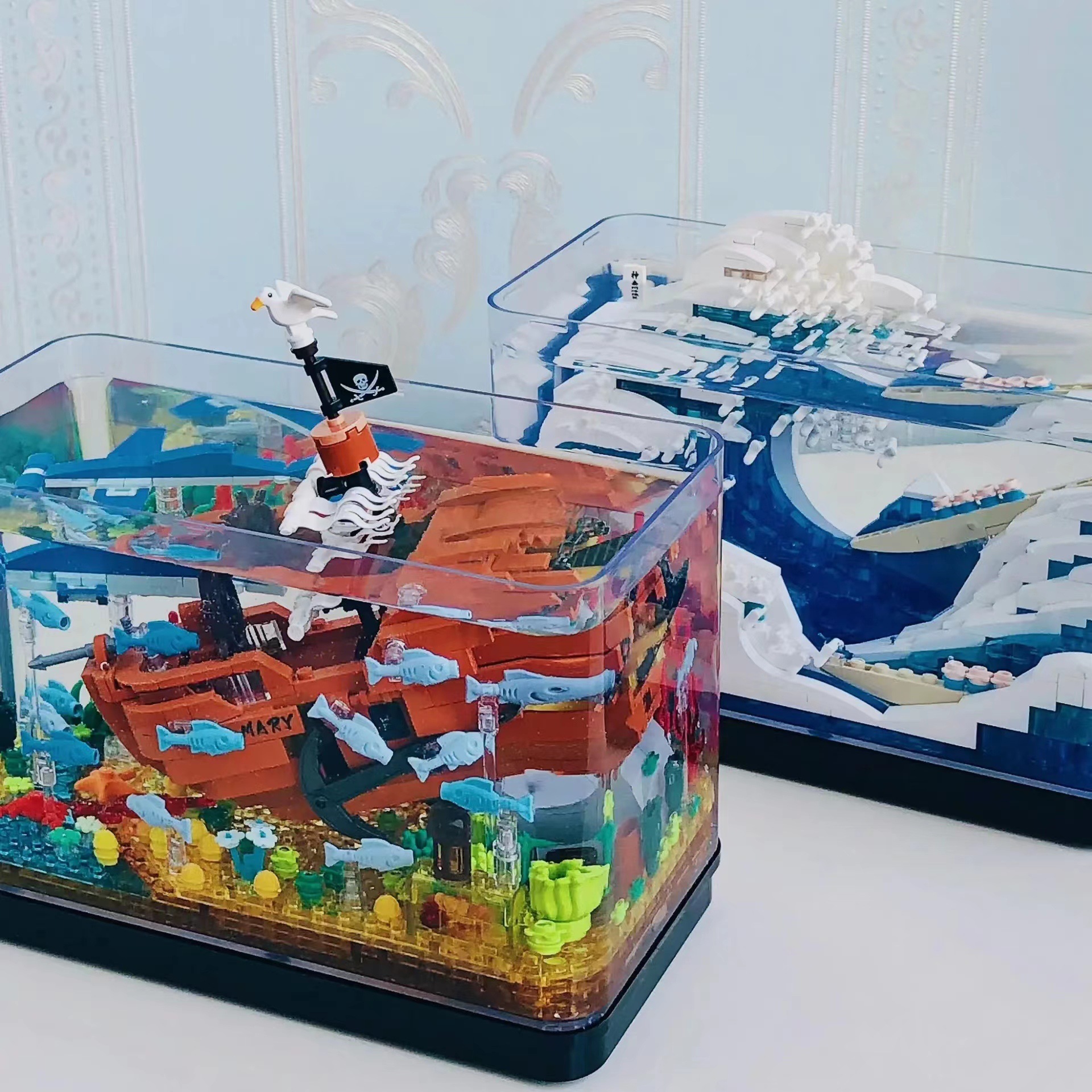 Zhegao Строительные блоки Аквариум Исследование Рыбный танк Освещение Модель Образовательные Собранные игрушки Оптовая продажа