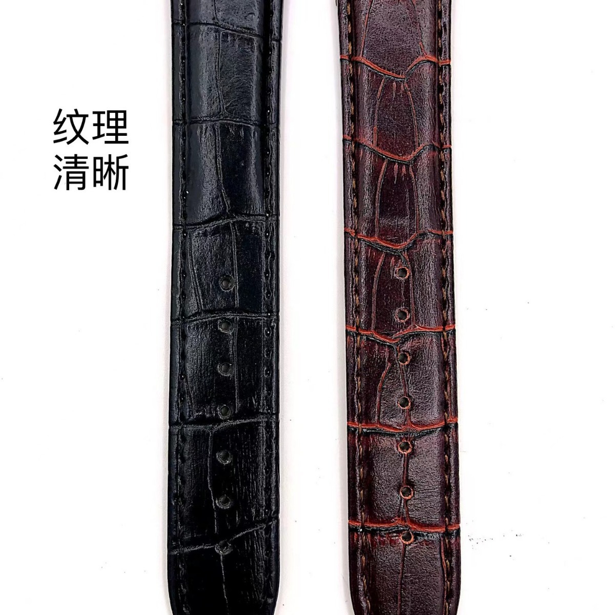 Factory wholesale imitation leather waterproof oblique bamboo pattern strap crocodile pattern leather watch strap 12-22mm in stock