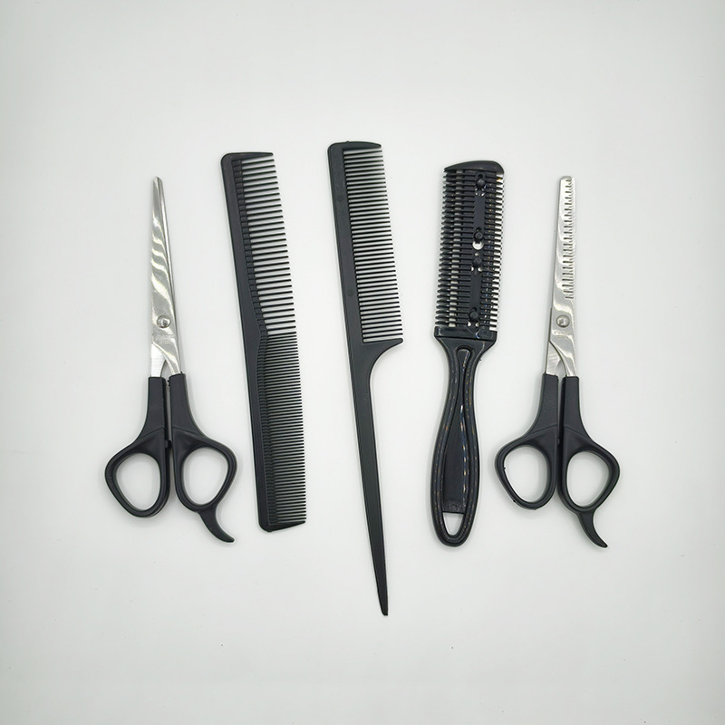 Детский набор для стрижки из 5 предметов, ножницы для стрижки для малышей, парикмахерские ножницы, тонкие зубчатые ножницы, плоские ножницы, ножницы для домашних животных