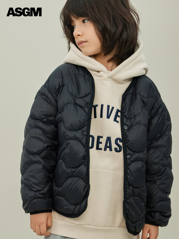 Asgm Kidsren's Clothing Boys' Lightweight Goose down Short down Jacket Liner 2024 Winter New Kidsren's Medium and Large Kidsren's Jacket