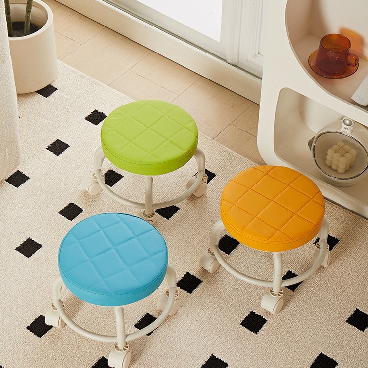 Children's Universal Wheel Small Stool Household Removable Roller Skating Low Stool Wheel Silent Living Room with Baby Toddler Stool