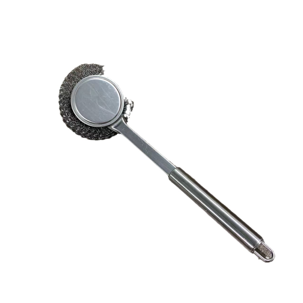 Stainless Steel Wire Ball Pot Brush Artifact Stainless Steel Long Handle Dirty Hand Kitchen Decontamination Pot Brush Bowl Cleaning Ball Brush