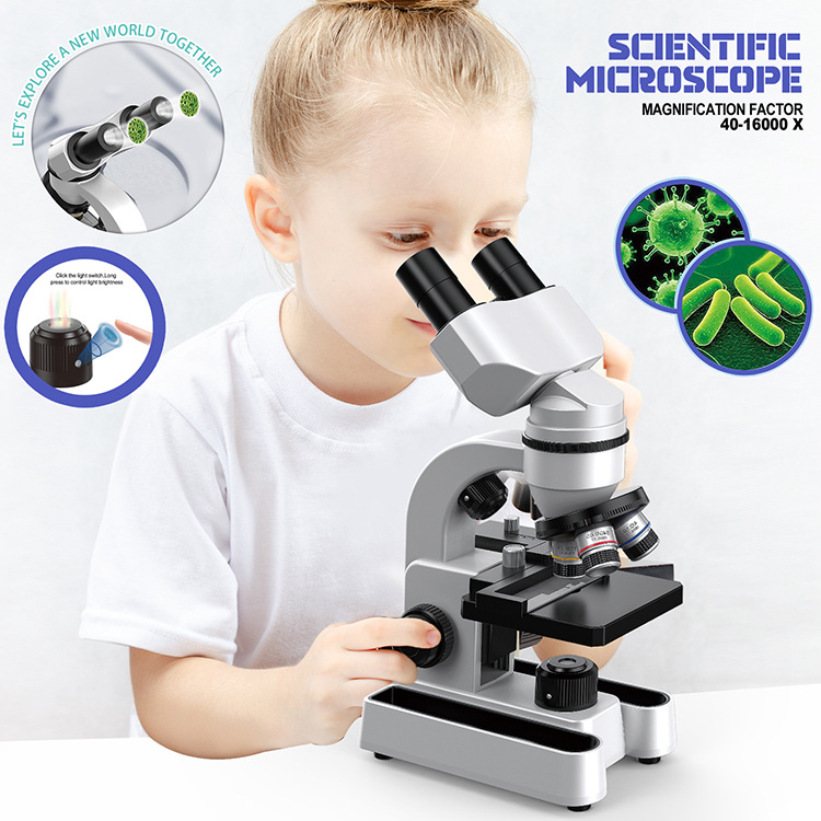 Microscope professional metal objective moving caliper can see bacteria science experiment suit high-definition educational toys
