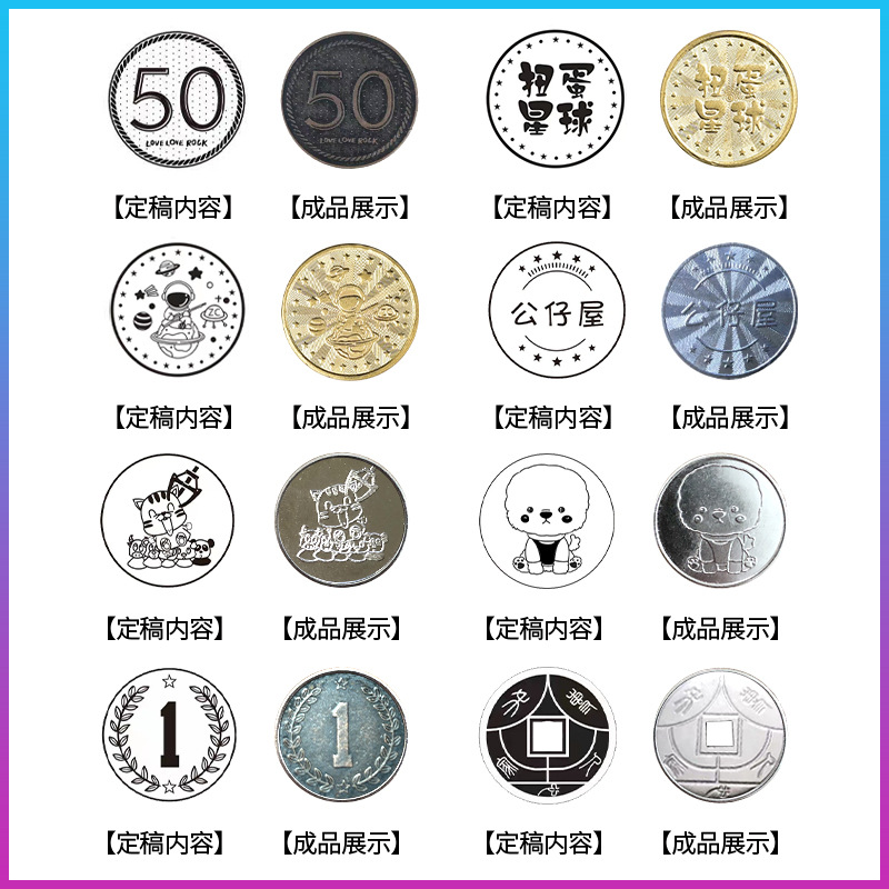 Game Currency Custom-Made Anti-Counterfeiting Tokens Custom-Made Learning Points Reward Activity Metal Coin Machine Video Game City Catching Machine