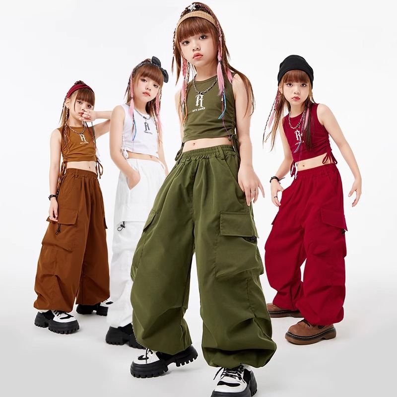 Костюм для джазового танца для девочек, брюки, летняя одежда для детей, хип-хоп джазовый костюм