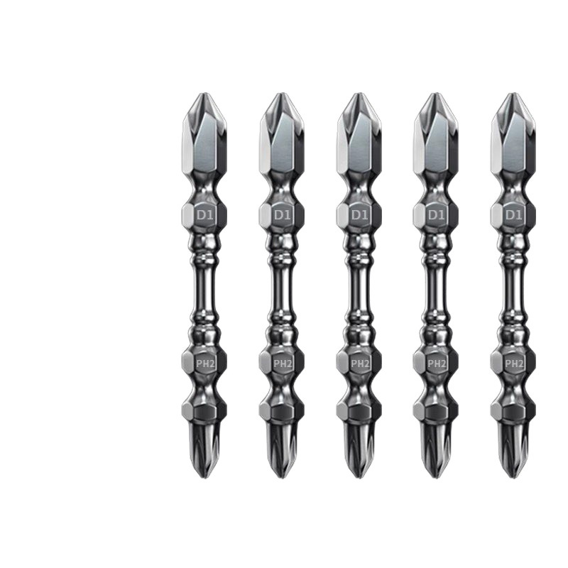 Nunchaku High Hardness Magnetic Cross Bit Tungsten Steel Double Head Electric Screwdriver Head Strong Magnetic Super Wear-Resistant Magnetic Ring