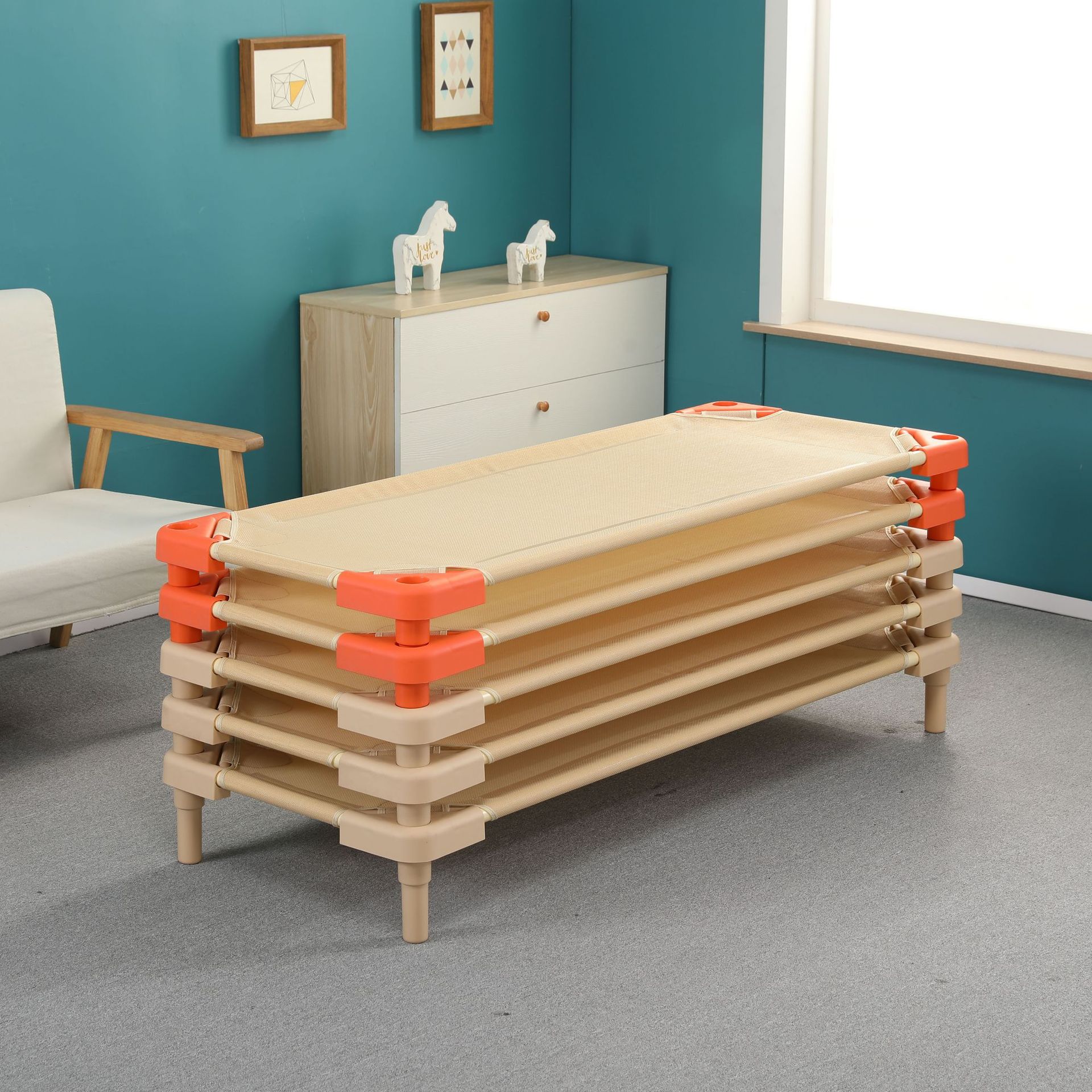 Сетчатая кровать для детей в детском саду, односпальная кровать для обеденного перерыва