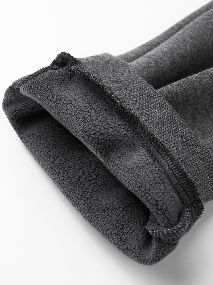 Knitted fleece-lined thickened men's elastic waist warm casual pants for autumn and winter youth sports long pants men's th233688