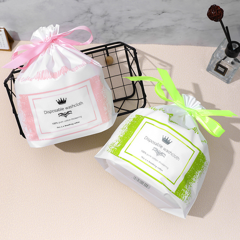 Customized Plastic Bags, String Flap Pocket Pantss, Facial Cleansing Towel Packaging Bags, Disposable Towel Bags, Soft Towel Bags Wholesale