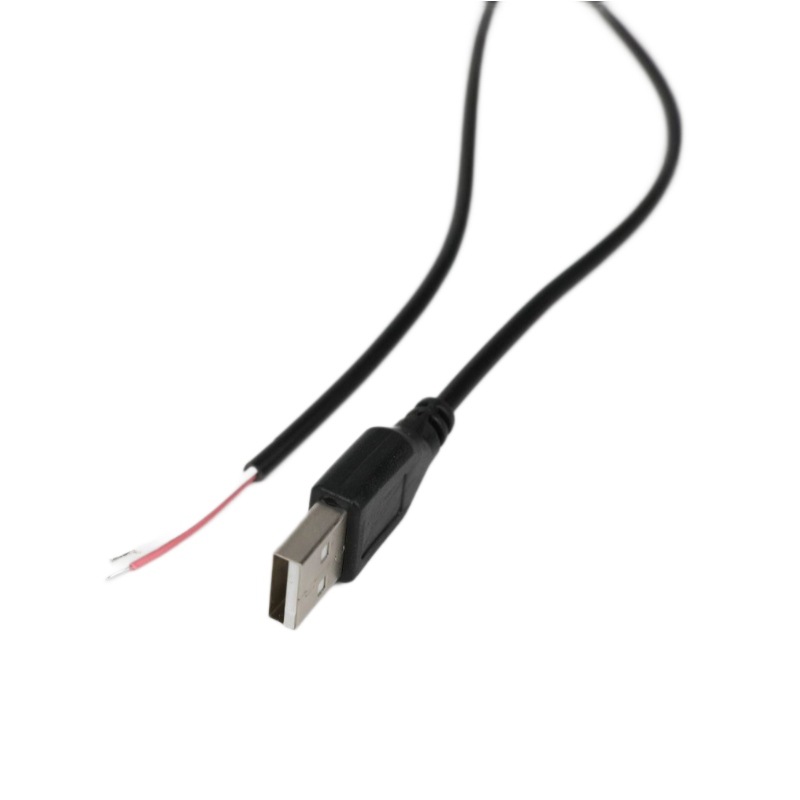 USB power cord 2-core charging cable USB single-head cable with male-head semi-finished hot tin tail power extension cable