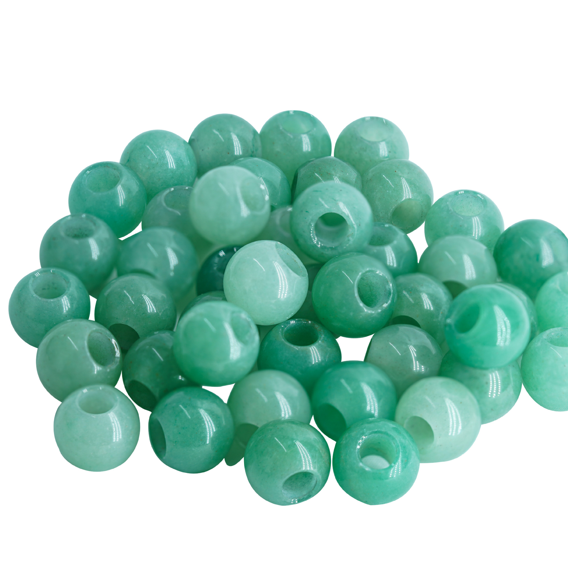 Natural Agate Large Hole Beads Round Beads DIY Jewelry Accessories Jade Crystal Loose Beads Earrings Hair Accessories White Crystal